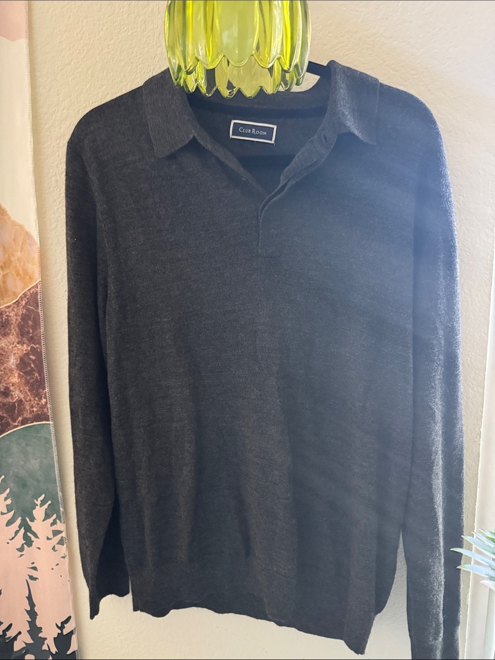 Club Room Dark Charcoal Polo Sweater